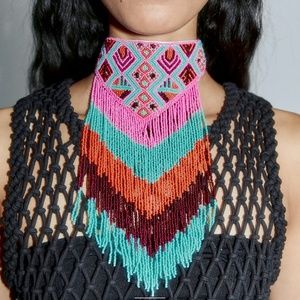 Zara limited edition bohemian beaded choker necklace